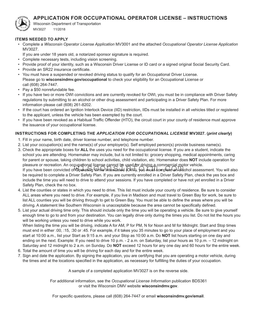 Free Mv3027 Wisconsin Form in PDF