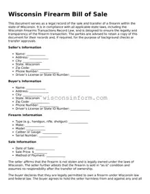 Printable  Firearm Bill of Sale Form for Wisconsin