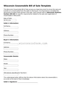 Printable  Snowmobile Bill of Sale Form for Wisconsin