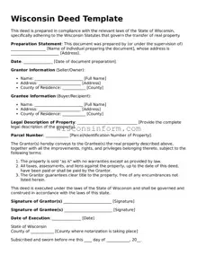 Printable  Deed Form for Wisconsin