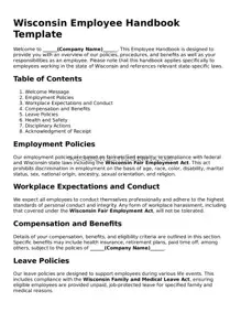 Printable  Employee Handbook Form for Wisconsin
