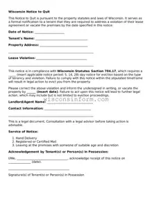 Printable  Notice to Quit Form for Wisconsin