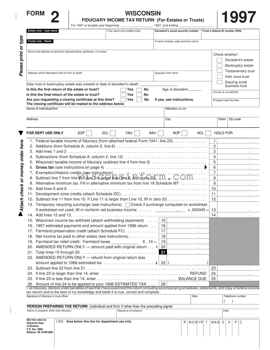 Free Wisconsin 2 Form in PDF
