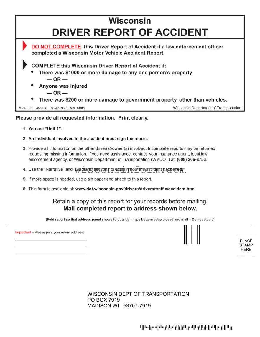 Free Wisconsin Accident Form in PDF