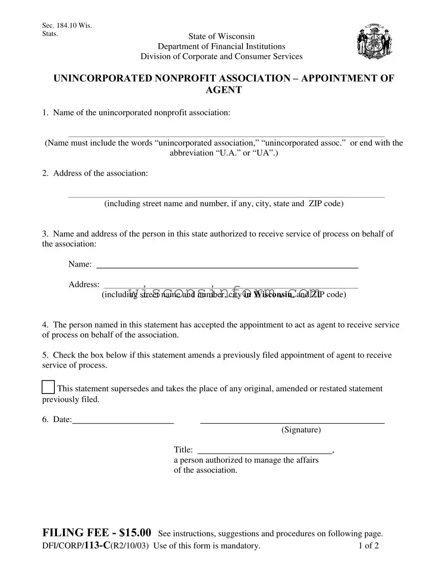 Free Wisconsin Dfi Corp 113 C Form in PDF