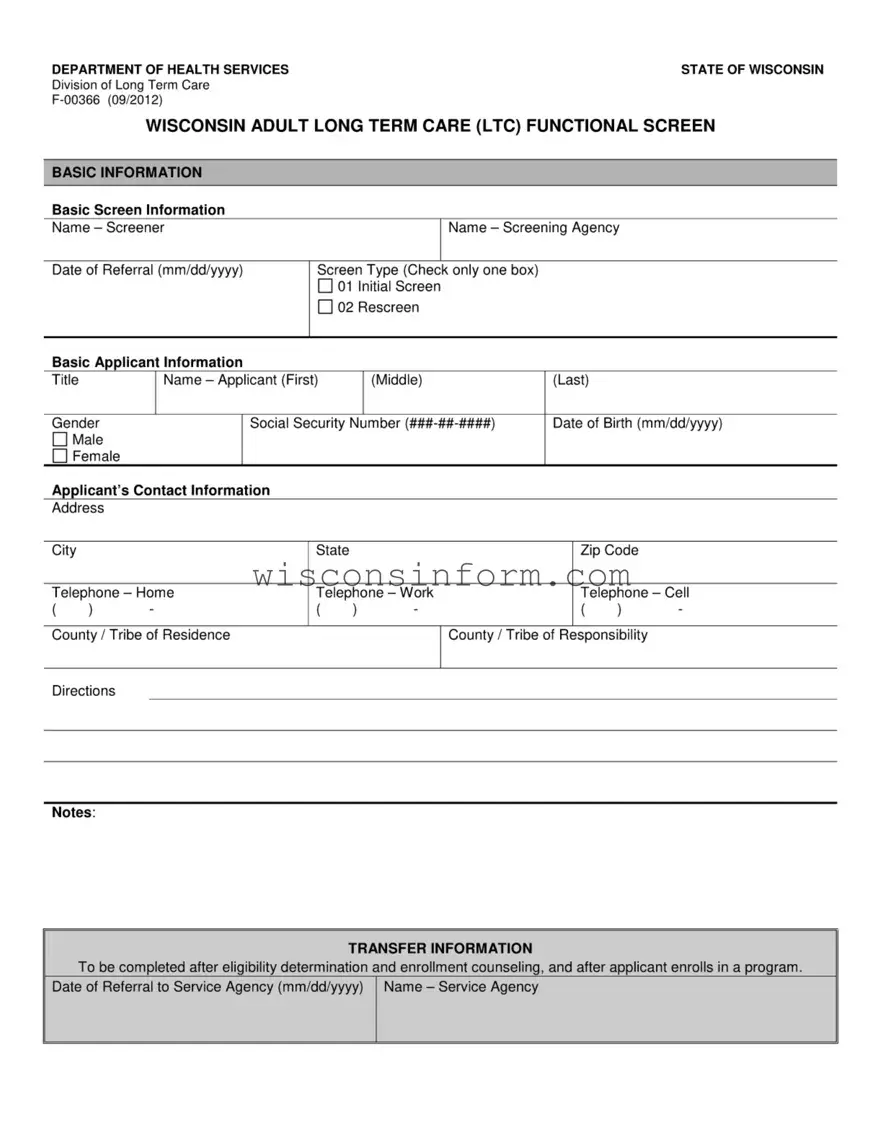 Free Wisconsin F 00366 Form in PDF