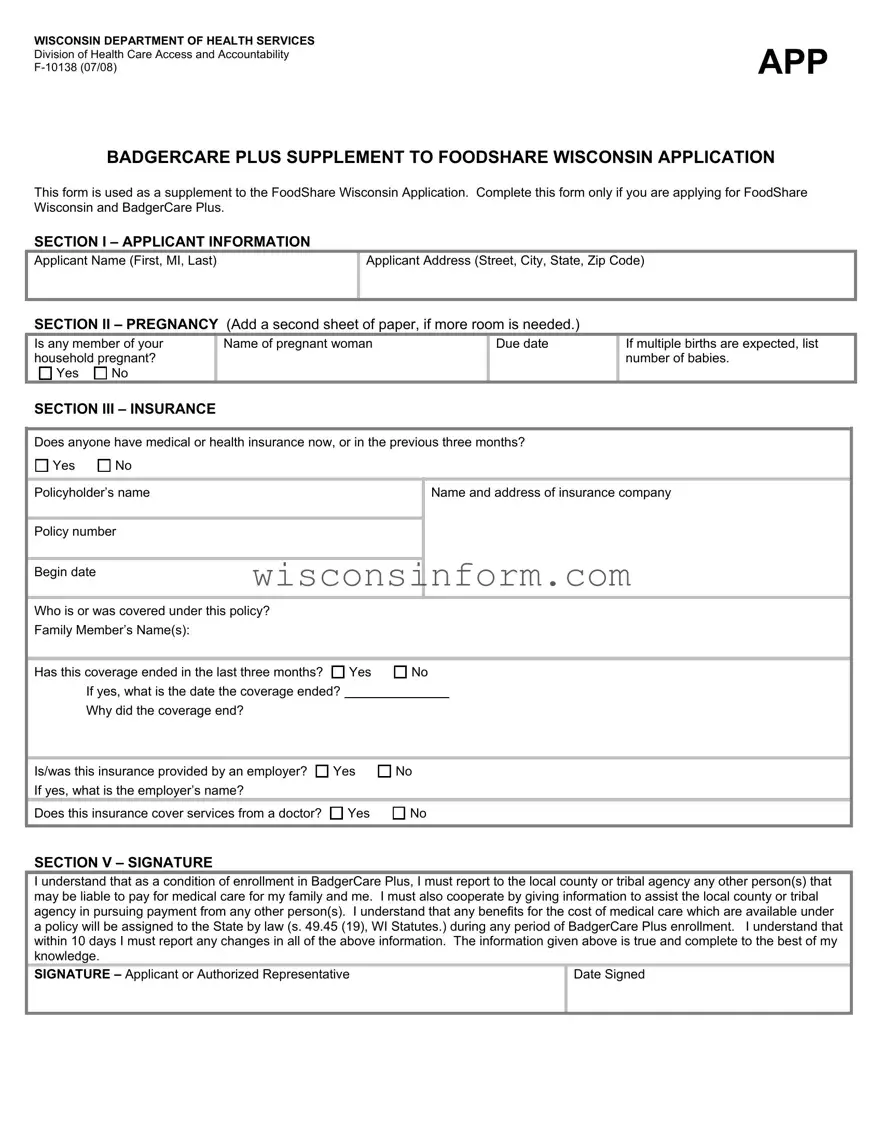 Free Wisconsin F 10138 Form in PDF