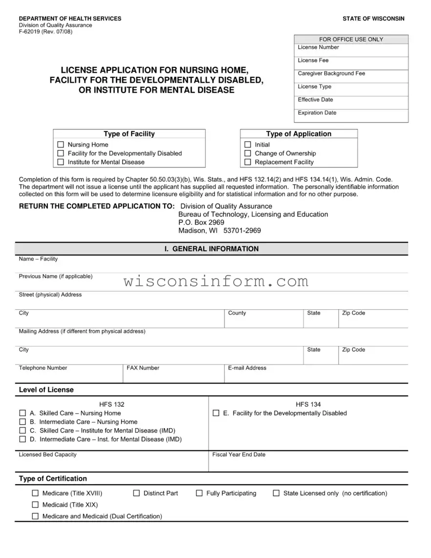 Free Wisconsin F 62019 Form in PDF