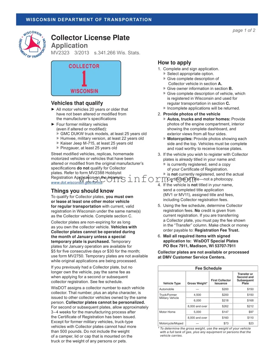 Free Wisconsin Mv2323 Form in PDF