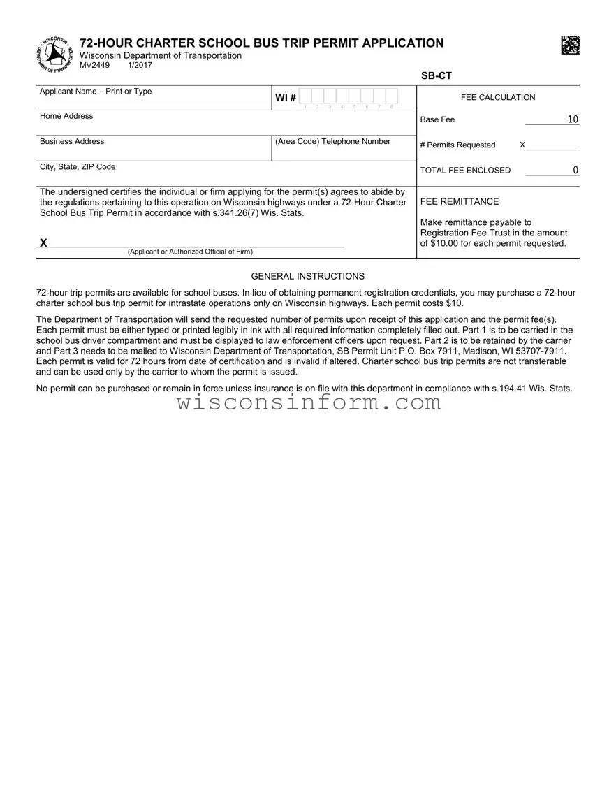 Free Wisconsin Mv2449 Form in PDF