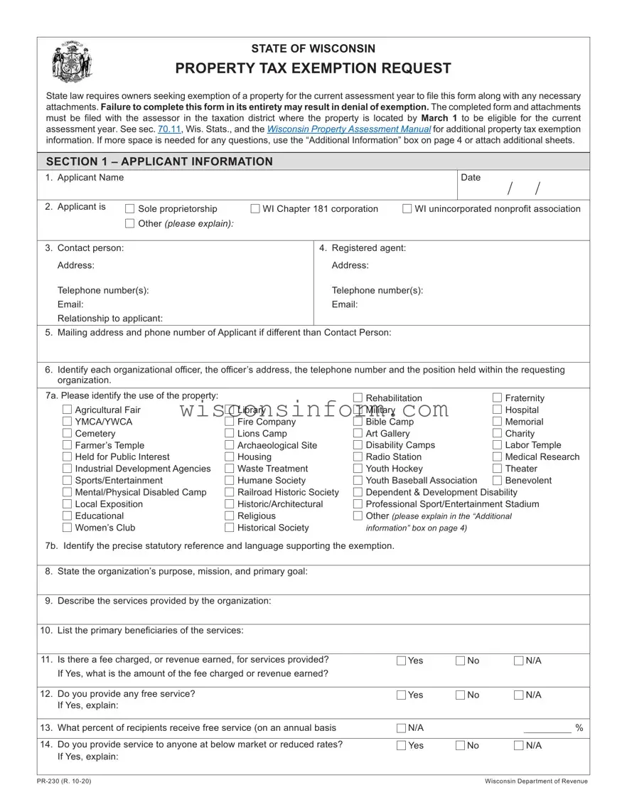 Free Wisconsin Pr 230 Form in PDF