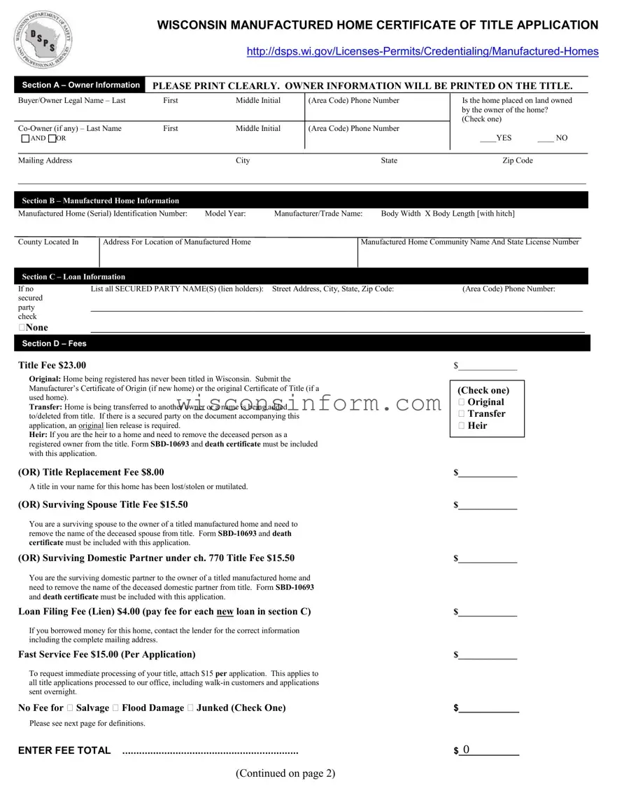 Free Wisconsin Sbd 10687 Form in PDF